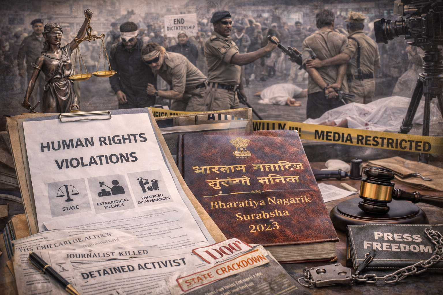 Legal Frameworks and Human Rights Violations: Analyzing the Impact of Authoritarianism, State Suppression on Dissent, Extrajudicial Killings, Enforced Disappearances and Freedom of Media