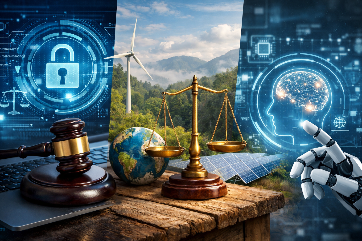 Emerging areas of law (cyber law environmental law AIregulation)