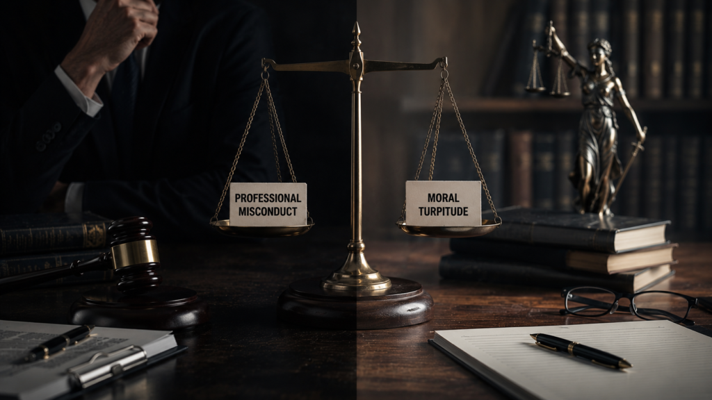 Professional Misconduct vs. Moral Turpitude: Ethical and Legal Dimensions